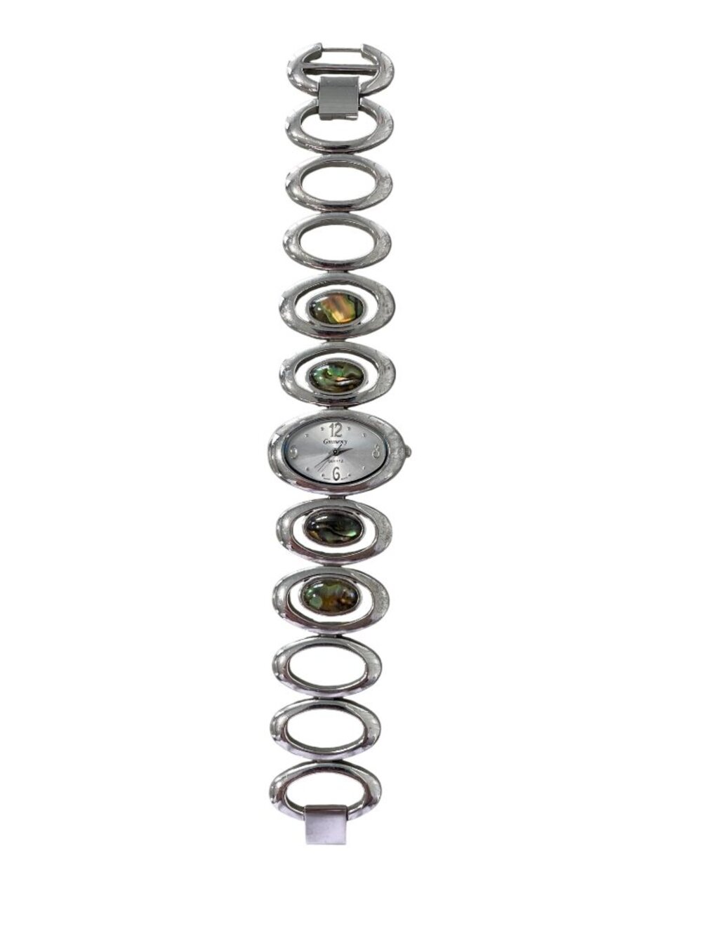 Gramercy Abalone Accented Bracelet Watch Silver Oval Design Quartz Japan Movt